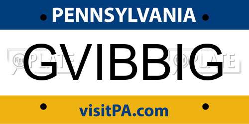 GVIBBIG Pennsylvania License Plate