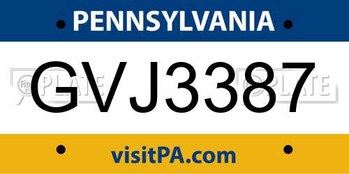 GVJ3387 Pennsylvania License Plate