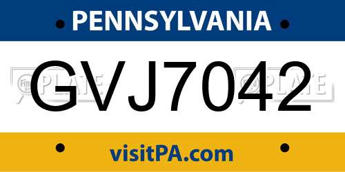 GVJ7042 Pennsylvania License Plate