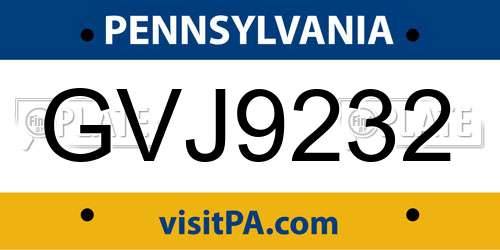 GVJ9232 Pennsylvania License Plate