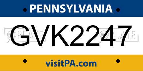 GVK2247 Pennsylvania License Plate
