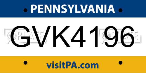 GVK4196 Pennsylvania License Plate