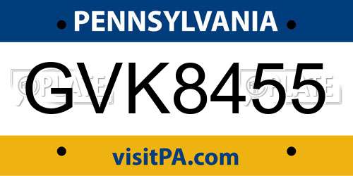 GVK8455 Pennsylvania License Plate