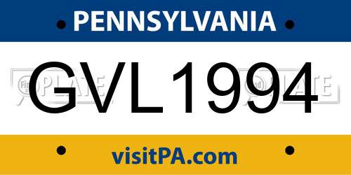GVL1994 Pennsylvania License Plate