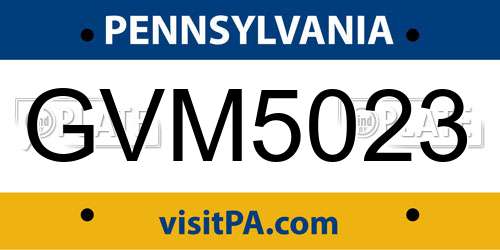 GVM5023 Pennsylvania License Plate
