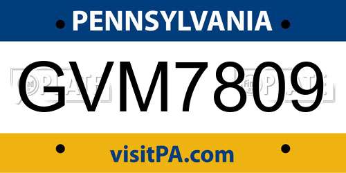 GVM7809 Pennsylvania License Plate