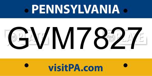 GVM7827 Pennsylvania License Plate