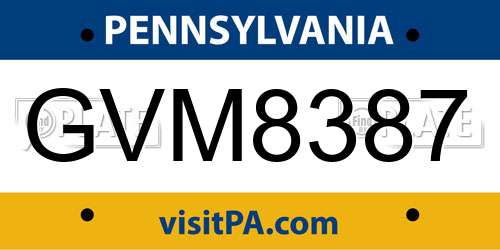 GVM8387 Pennsylvania License Plate