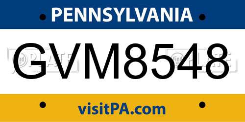GVM8548 Pennsylvania License Plate