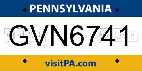 GVN6741 Pennsylvania License Plate