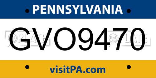 GVO9470 Pennsylvania License Plate