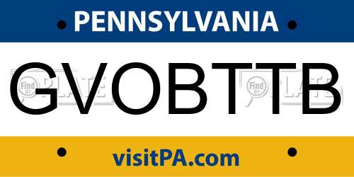 GVOBTTB Pennsylvania License Plate