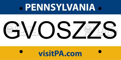 GVOSZZS Pennsylvania License Plate