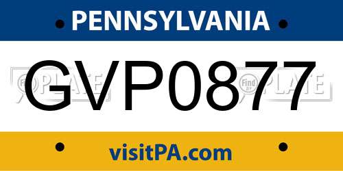 GVP0877 Pennsylvania License Plate