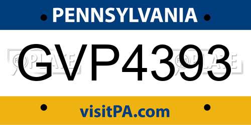 GVP4393 Pennsylvania License Plate