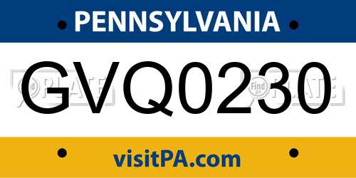 GVQ0230 Pennsylvania License Plate