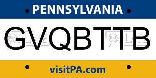 GVQBTTB Pennsylvania License Plate