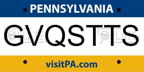 GVQSTTS Pennsylvania License Plate