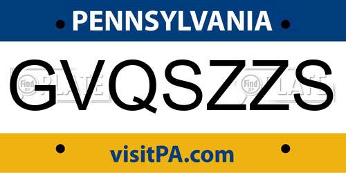 GVQSZZS Pennsylvania License Plate