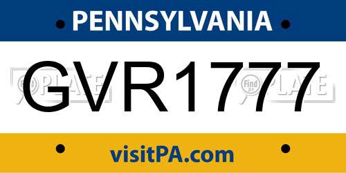 GVR1777 Pennsylvania License Plate