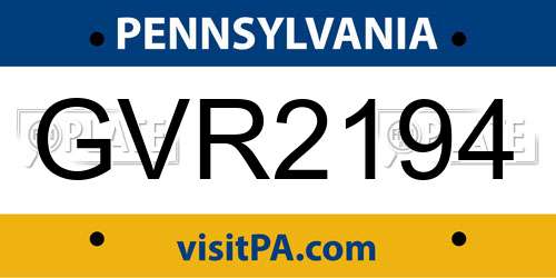 GVR2194 Pennsylvania License Plate