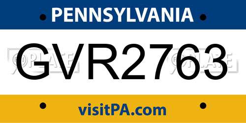 GVR2763 Pennsylvania License Plate