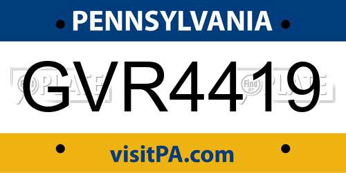 GVR4419 Pennsylvania License Plate
