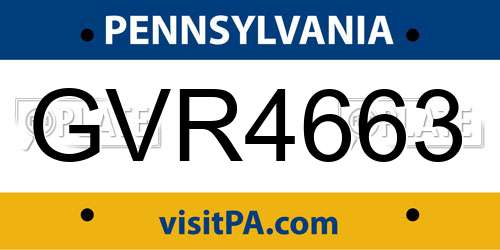 GVR4663 Pennsylvania License Plate