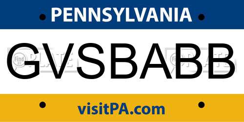 GVSBABB Pennsylvania License Plate