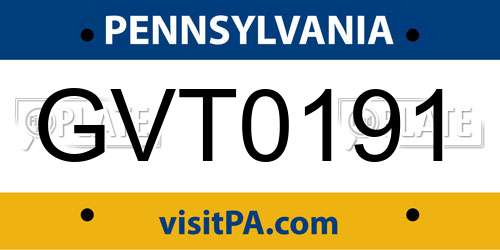 GVT0191 Pennsylvania License Plate