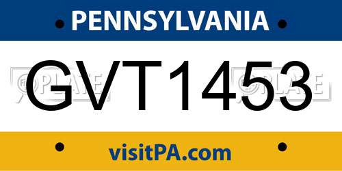 GVT1453 Pennsylvania License Plate