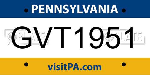 GVT1951 Pennsylvania License Plate