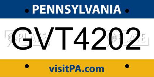 GVT4202 Pennsylvania License Plate