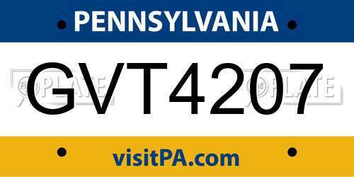 GVT4207 Pennsylvania License Plate