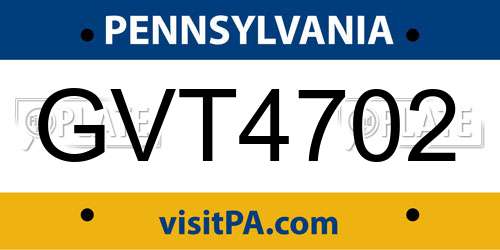 GVT4702 Pennsylvania License Plate