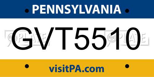 GVT5510 Pennsylvania License Plate
