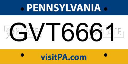 GVT6661 Pennsylvania License Plate