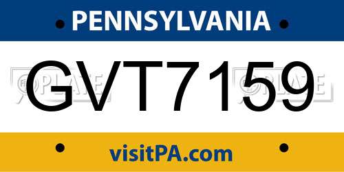 GVT7159 Pennsylvania License Plate
