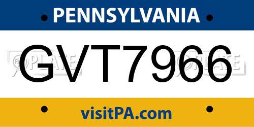 GVT7966 Pennsylvania License Plate
