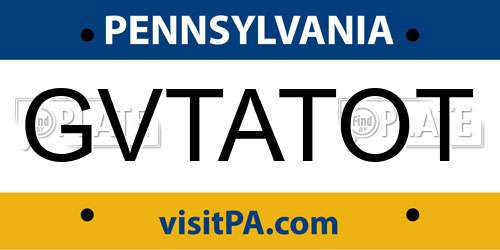 GVTATOT Pennsylvania License Plate