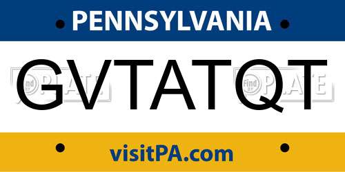 GVTATQT Pennsylvania License Plate