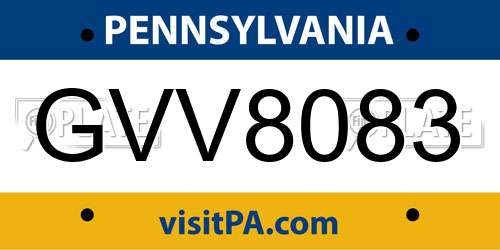 GVV8083 Pennsylvania License Plate