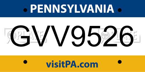 GVV9526 Pennsylvania License Plate