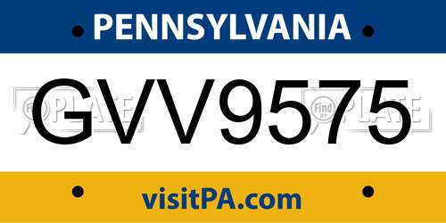 GVV9575 Pennsylvania License Plate