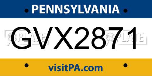 GVX2871 Pennsylvania License Plate