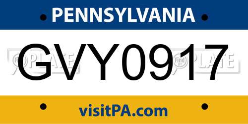 GVY0917 Pennsylvania License Plate