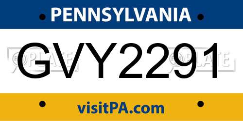 GVY2291 Pennsylvania License Plate