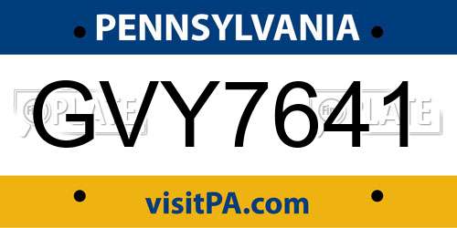 GVY7641 Pennsylvania License Plate