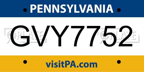 GVY7752 Pennsylvania License Plate