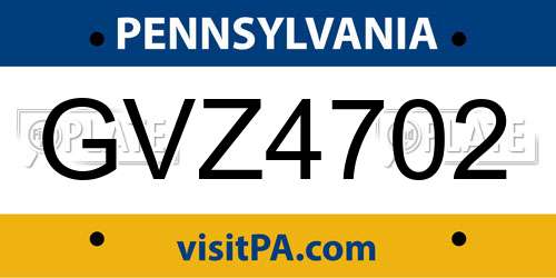 GVZ4702 Pennsylvania License Plate